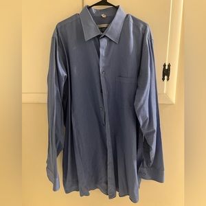 Geoffrey Beene Big & Tall Button Down Dress Shirt - Blue Stripe 18.5 37/38 NWOT